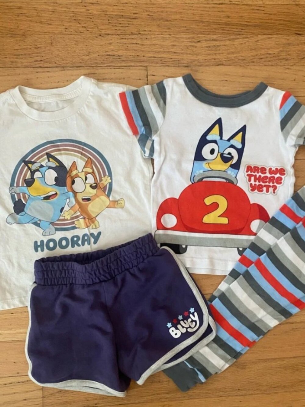 Bluey Kids Pajama Set - White, Blue & Red